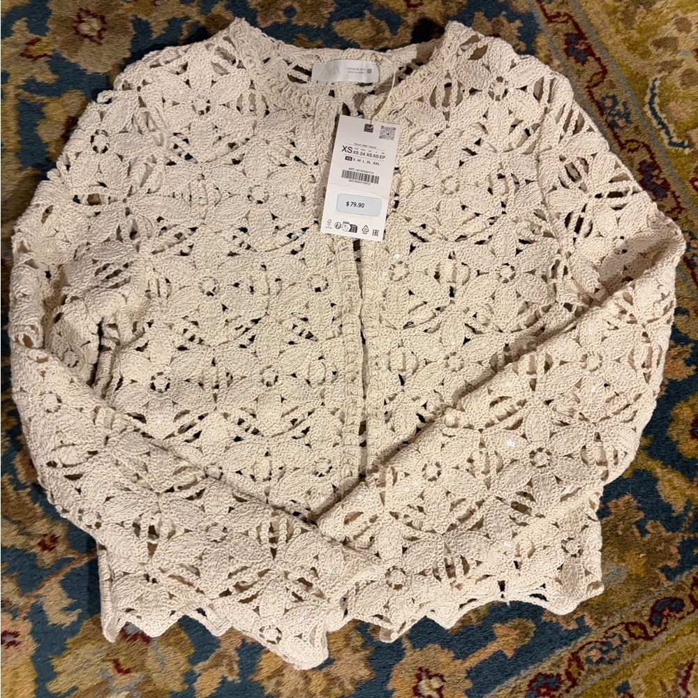 Zara Cream Crochet Cardigan